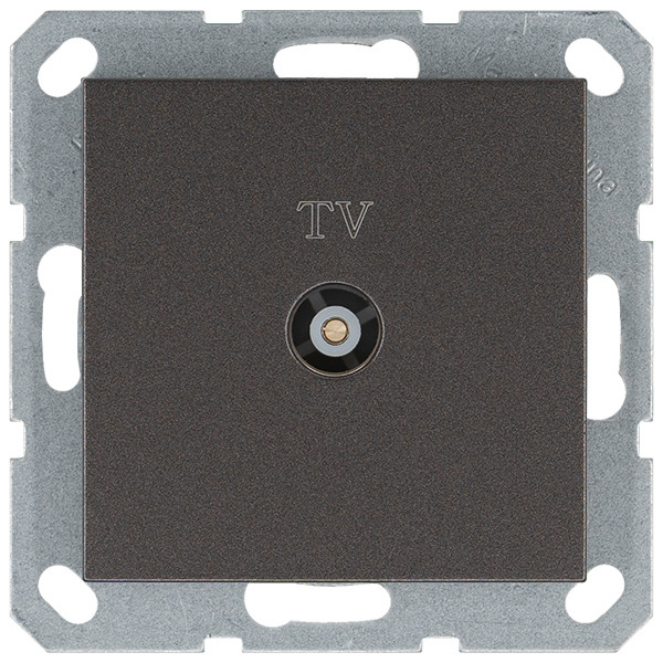 Jasmart Розетка TV Φ9.5mm проходная с накладкой, цвет Мокко