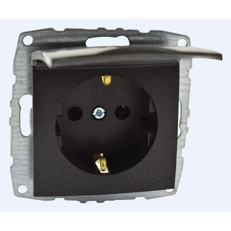 Розетка с заземлением механизм с крышкой графит Mono Electric Despina/ Larissa 500-002021-118