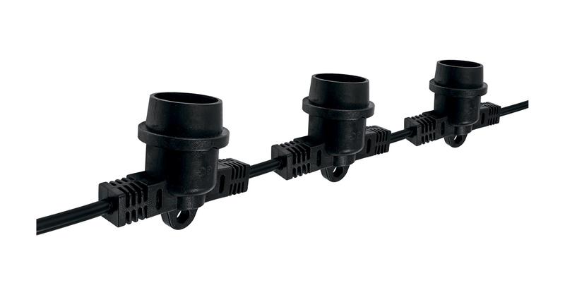 Гирлянда уличная Белт-лайт PBL-S40/L12+1.5 Black E27 IP65 (12м/40ламп/1.5м шнур) соединение в линию max750Вт (лампы в комплект не входят) JazzWay 5040564A