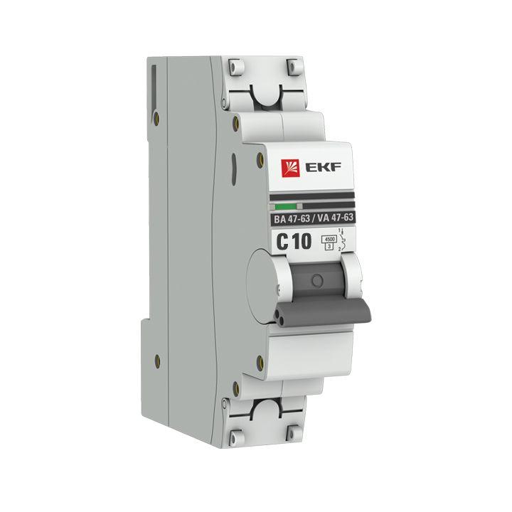 Автоматический выключатель EKF 1п C 10А 4.5кА ВА 47-63 PROxima  mcb4763-1-10C-pro
