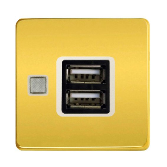 Розетка USB FEDE FEDE МЕХАНИЗМЫ И НАКЛАДКИ, скрытый монтаж, real gold//бежевый, FD-212USBOR-A