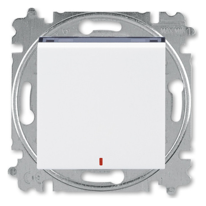 Выключатель одноклавишный ABB LEVIT с подсветкой, белый // дымчатый черный, 2CHH592545A6062