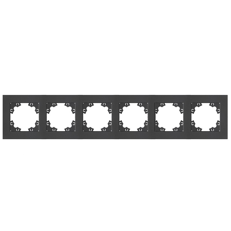 Рамка шестиместная горизонтальная серия Афина графит (еврослот)