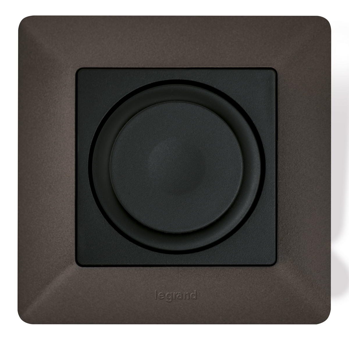 Legrand Valena LIFE Black. Светорегулятор с поворотной ручкой универсальный 300Вт без нейтрали. С лицевой панелью. Антрацит.